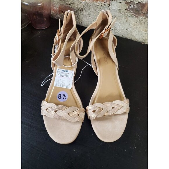 New Wedge Sandals Womens Sz 8.5 Tan Gold Brown - Picture 1 of 4